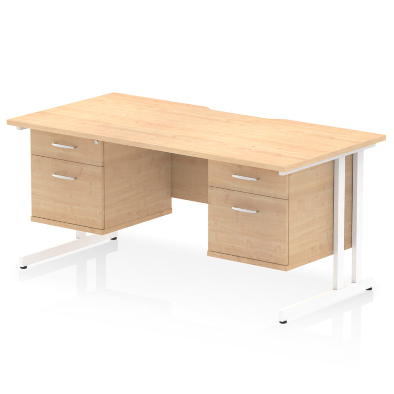Surge Scalloped Edge 1600mm Cantilever Straight Desk With Two Fixed Pedestal - Image 30