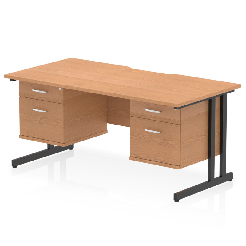 Surge Scalloped Edge 1600mm Cantilever Straight Desk With Two Fixed Pedestal - Image 31