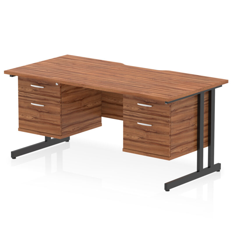 Surge Scalloped Edge 1600mm Cantilever Straight Desk With Two Fixed Pedestal - Image 34