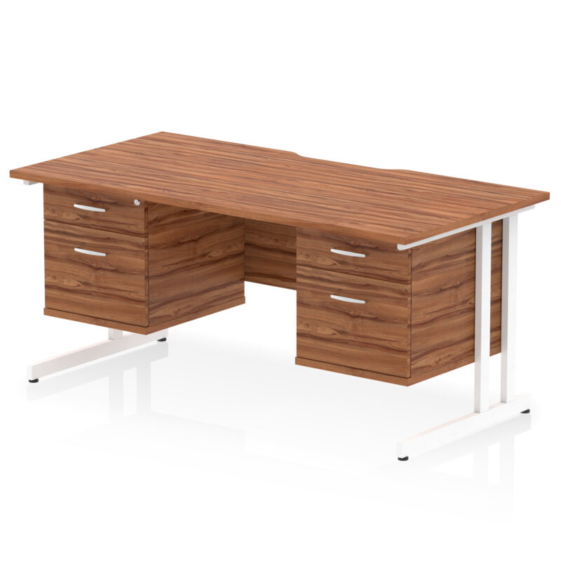 Surge Scalloped Edge 1600mm Cantilever Straight Desk With Two Fixed Pedestal - Image 36