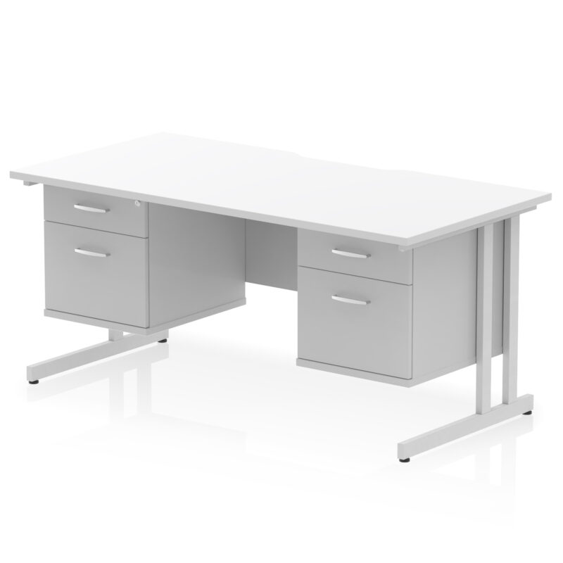 Surge Scalloped Edge 1600mm Cantilever Straight Desk With Two Fixed Pedestal - Image 38