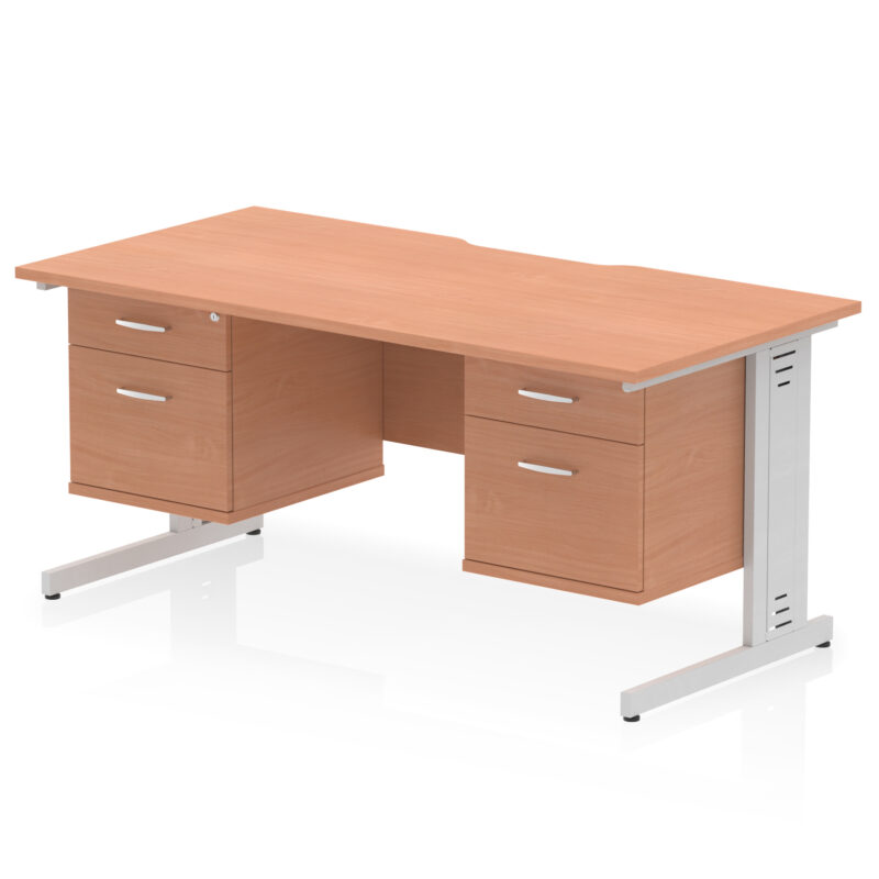 Surge Scalloped Edge 1600mm Cable Managed Straight Desk With Two Fixed Pedestal - Image 23