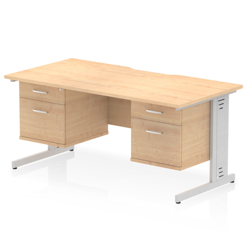Surge Scalloped Edge 1600mm Cable Managed Straight Desk With Two Fixed Pedestal - Image 29