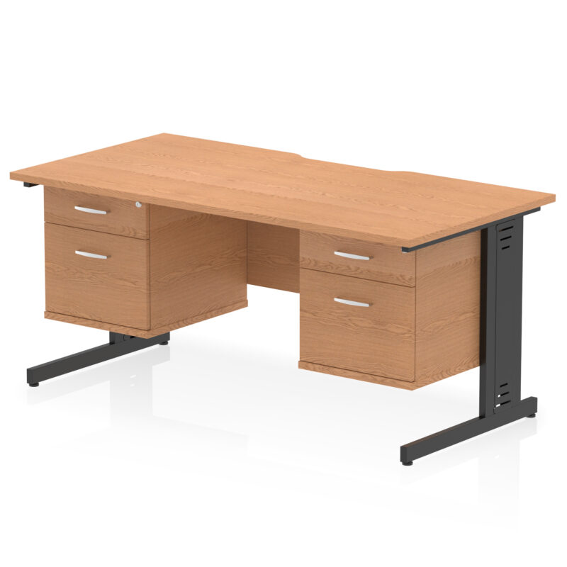Surge Scalloped Edge 1600mm Cable Managed Straight Desk With Two Fixed Pedestal - Image 31