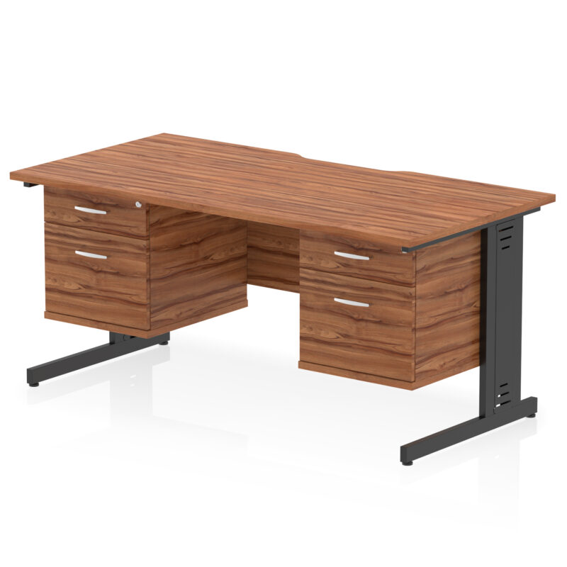 Surge Scalloped Edge 1600mm Cable Managed Straight Desk With Two Fixed Pedestal - Image 34