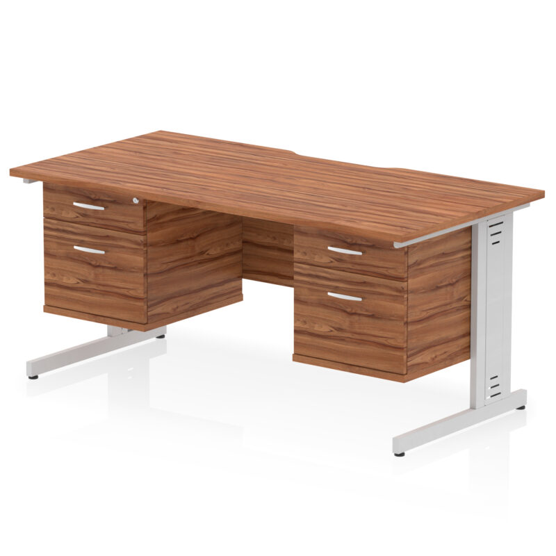 Surge Scalloped Edge 1600mm Cable Managed Straight Desk With Two Fixed Pedestal - Image 35