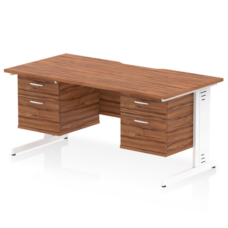 Surge Scalloped Edge 1600mm Cable Managed Straight Desk With Two Fixed Pedestal - Image 36