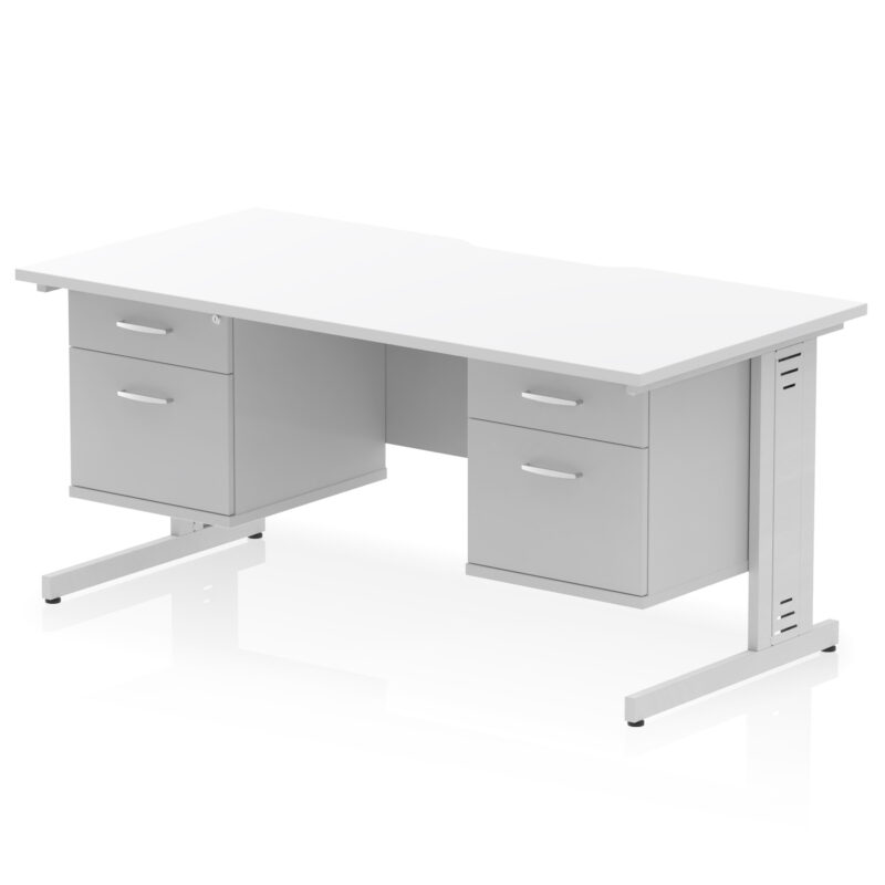 Surge Scalloped Edge 1600mm Cable Managed Straight Desk With Two Fixed Pedestal - Image 38