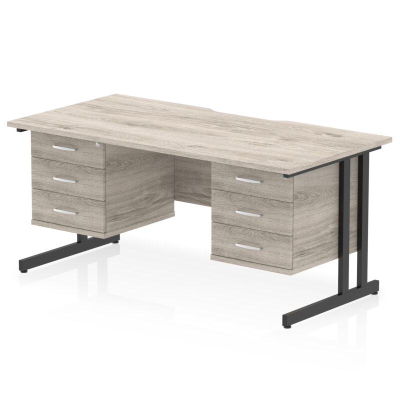 Surge Scalloped Edge 1600mm Cantilever Straight Desk With Two Fixed Pedestal - Image 43
