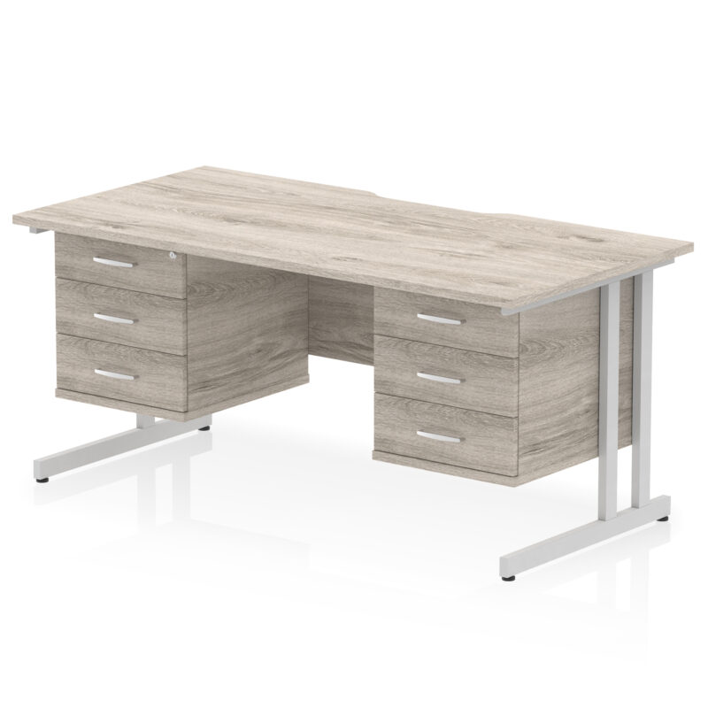 Surge Scalloped Edge 1600mm Cantilever Straight Desk With Two Fixed Pedestal - Image 44