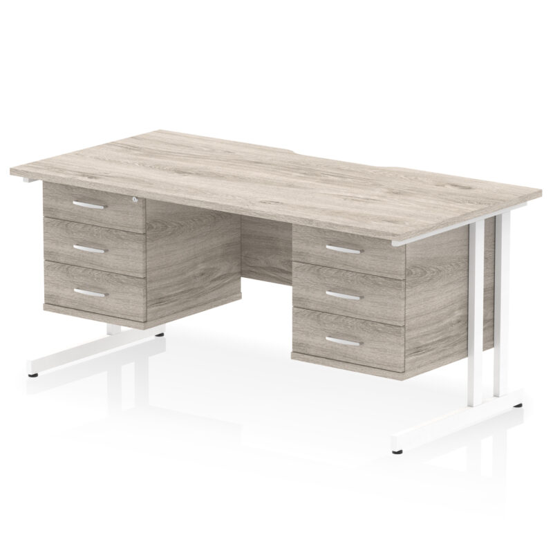 Surge Scalloped Edge 1600mm Cantilever Straight Desk With Two Fixed Pedestal - Image 45