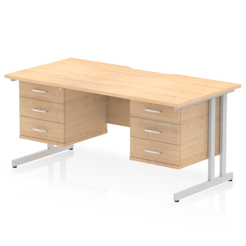 Surge Scalloped Edge 1600mm Cantilever Straight Desk With Two Fixed Pedestal - Image 47