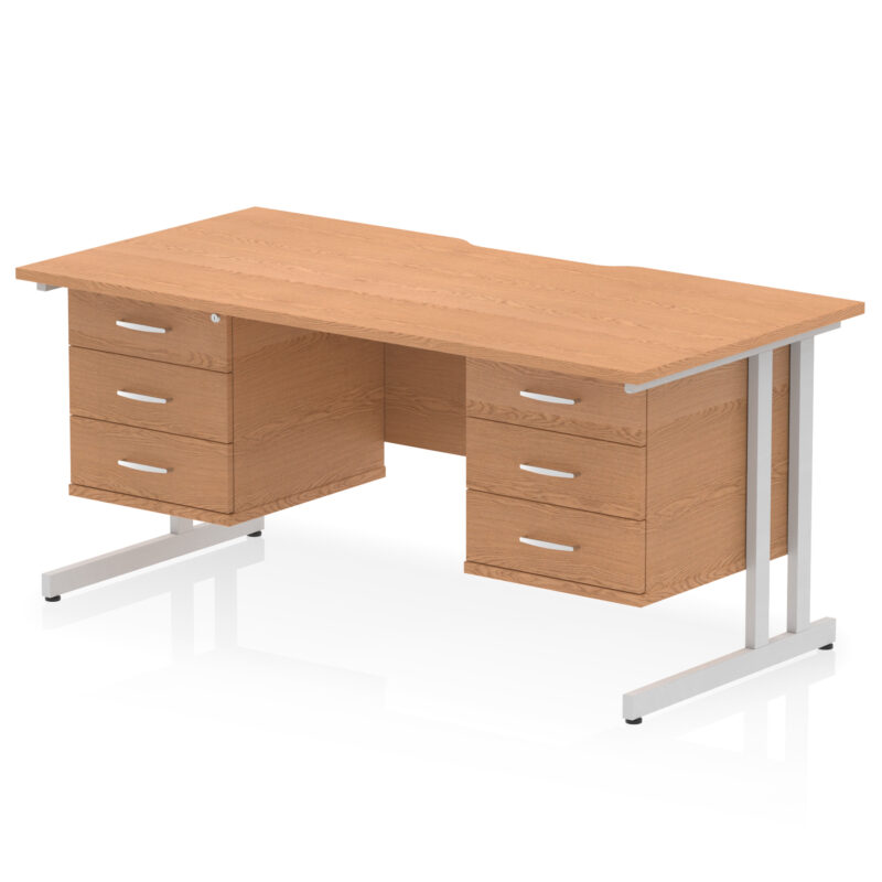 Surge Scalloped Edge 1600mm Cantilever Straight Desk With Two Fixed Pedestal - Image 50