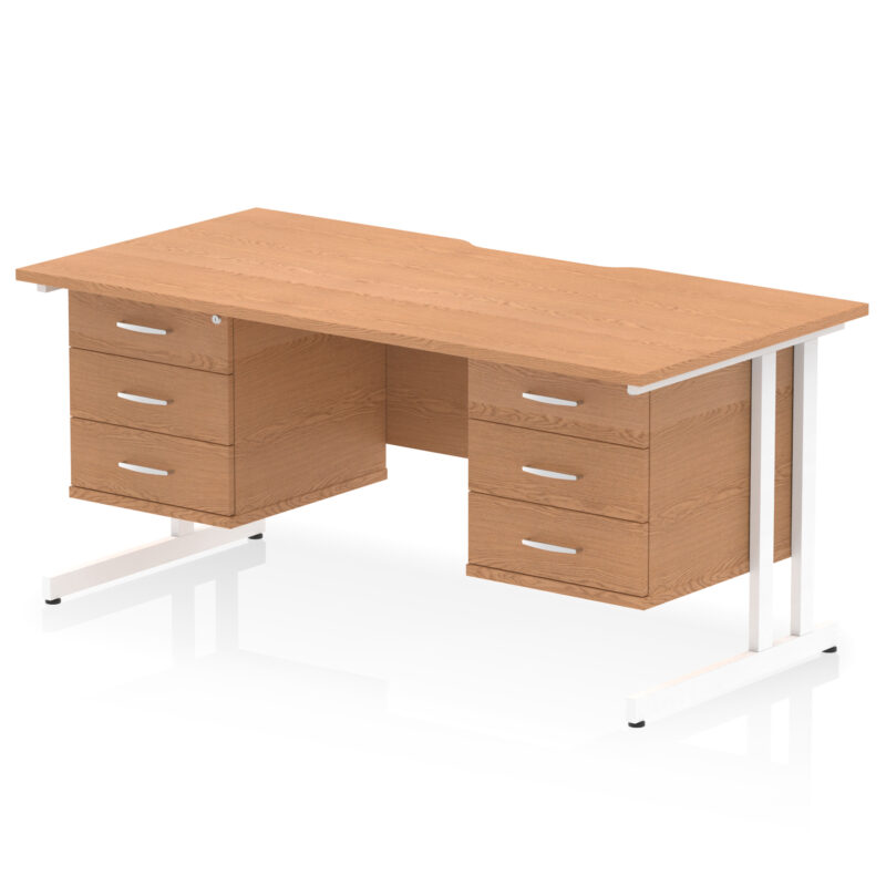 Surge Scalloped Edge 1600mm Cantilever Straight Desk With Two Fixed Pedestal - Image 51