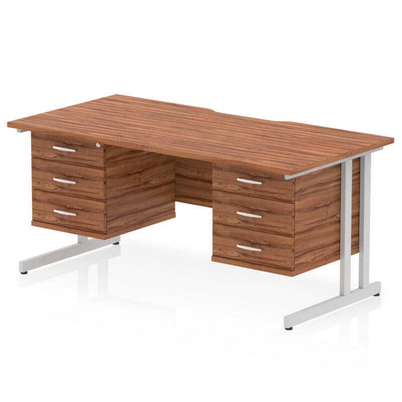 Surge Scalloped Edge 1600mm Cantilever Straight Desk With Two Fixed Pedestal - Image 53
