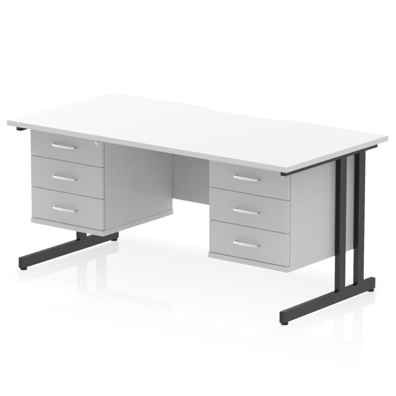 Surge Scalloped Edge 1600mm Cantilever Straight Desk With Two Fixed Pedestal - Image 55
