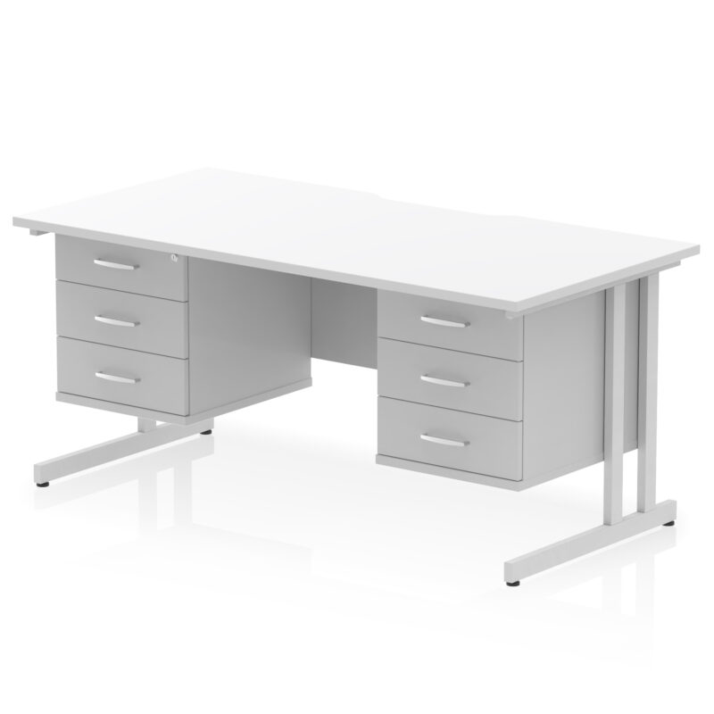 Surge Scalloped Edge 1600mm Cantilever Straight Desk With Two Fixed Pedestal - Image 56
