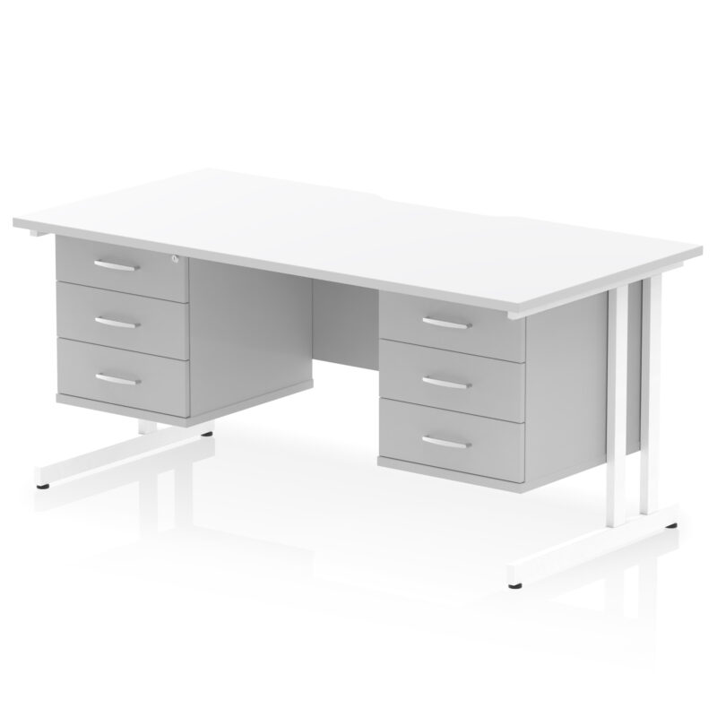 Surge Scalloped Edge 1600mm Cantilever Straight Desk With Two Fixed Pedestal - Image 57
