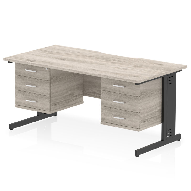 Surge Scalloped Edge 1600mm Cable Managed Straight Desk With Two Fixed Pedestal - Image 43
