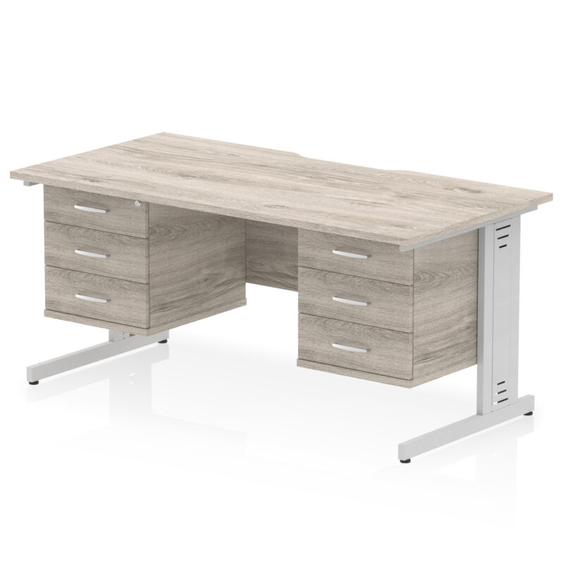 Surge Scalloped Edge 1600mm Cable Managed Straight Desk With Two Fixed Pedestal - Image 44
