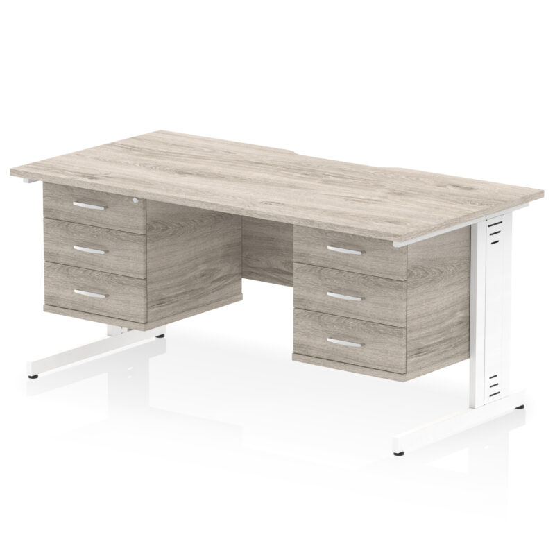 Surge Scalloped Edge 1600mm Cable Managed Straight Desk With Two Fixed Pedestal - Image 45