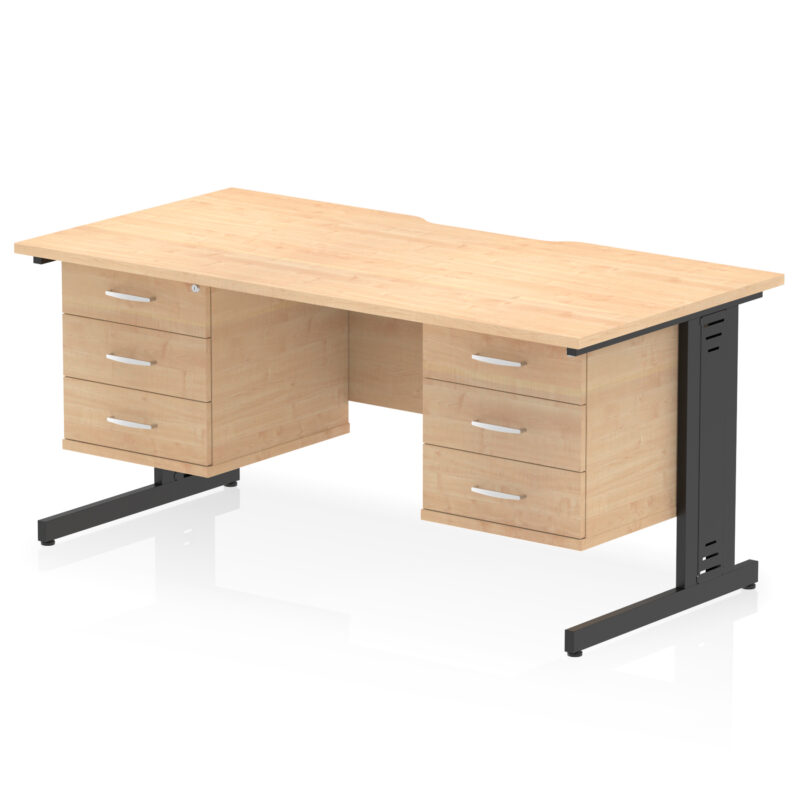Surge Scalloped Edge 1600mm Cable Managed Straight Desk With Two Fixed Pedestal - Image 46