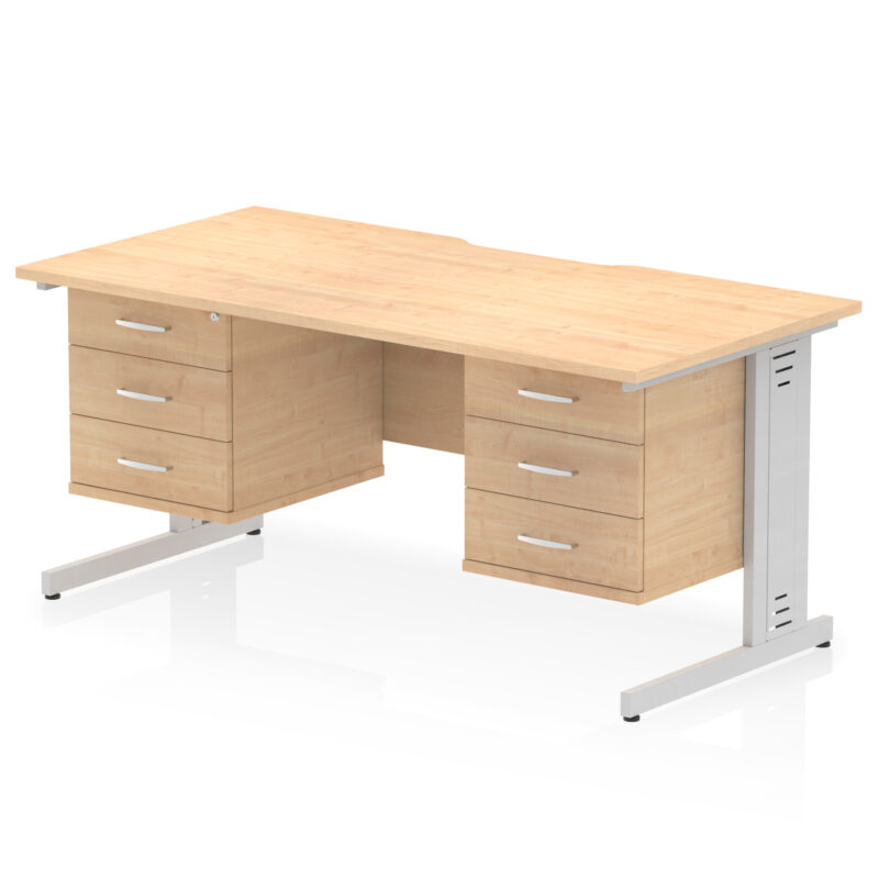 Surge Scalloped Edge 1600mm Cable Managed Straight Desk With Two Fixed Pedestal - Image 47