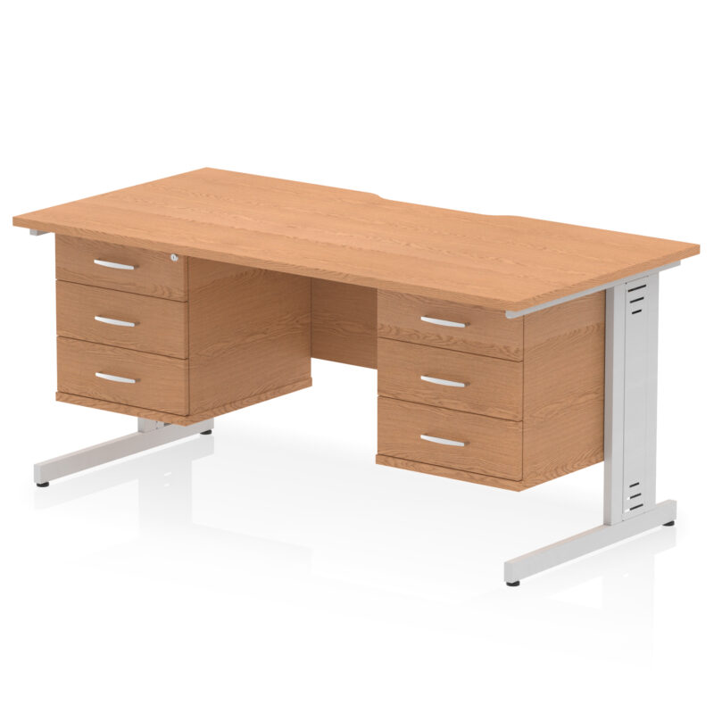 Surge Scalloped Edge 1600mm Cable Managed Straight Desk With Two Fixed Pedestal - Image 50