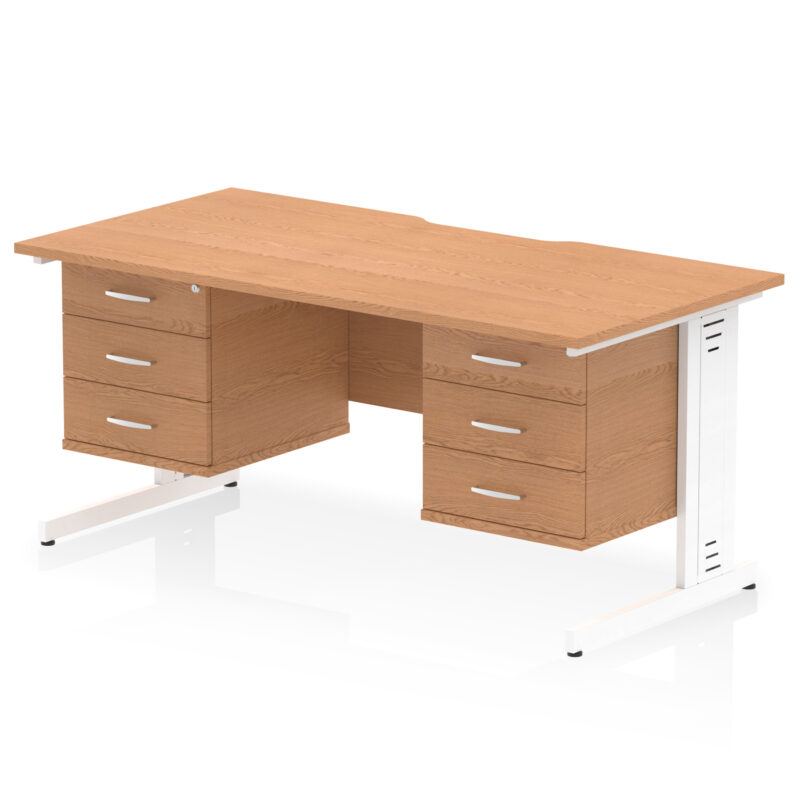 Surge Scalloped Edge 1600mm Cable Managed Straight Desk With Two Fixed Pedestal - Image 51