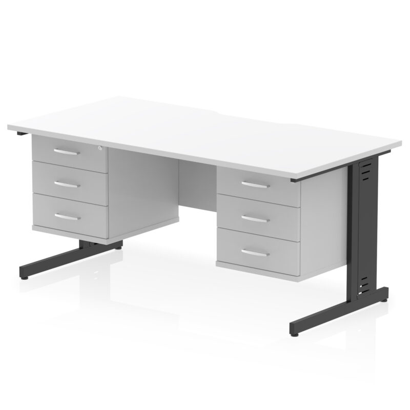 Surge Scalloped Edge 1600mm Cable Managed Straight Desk With Two Fixed Pedestal - Image 55