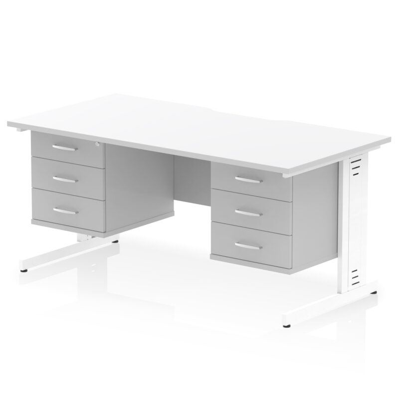 Surge Scalloped Edge 1600mm Cable Managed Straight Desk With Two Fixed Pedestal - Image 57
