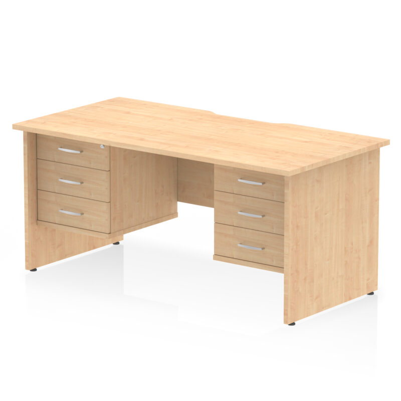 Surge Scalloped Edge 1600mm Panel End Straight Desk With Two Fixed Pedestal - Image 28