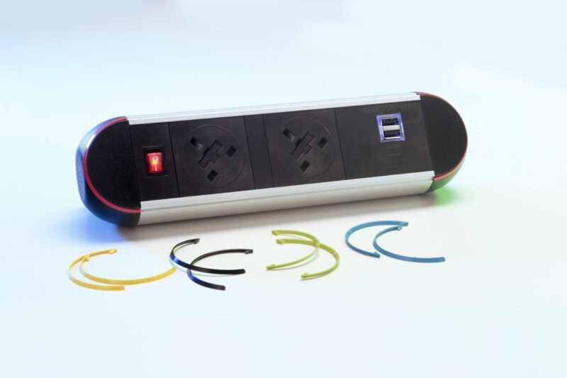 Surge Desktop Module 2 x 3.15A UK Sockets, 1 x Neon Switch, 1 x 500mm Lead to 3 Pole Connector in White - Image 3