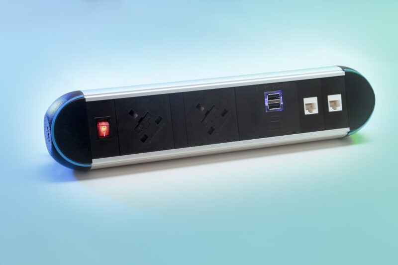 Surge Desktop Module 2 x 3.15A UK Sockets, 1 x Neon Switch, 1 x 500mm Lead to 3 Pole Connector in White - Image 4