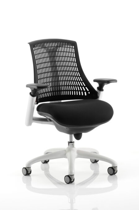 Shift Medium Back White Frame Task Operator Office Chair with Arms