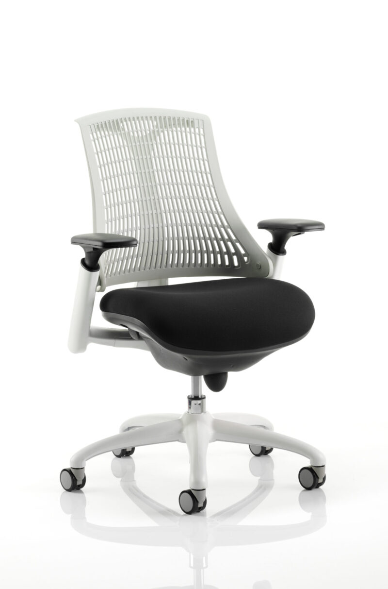 Shift Medium Back White Frame Task Operator Office Chair with Arms - Image 2