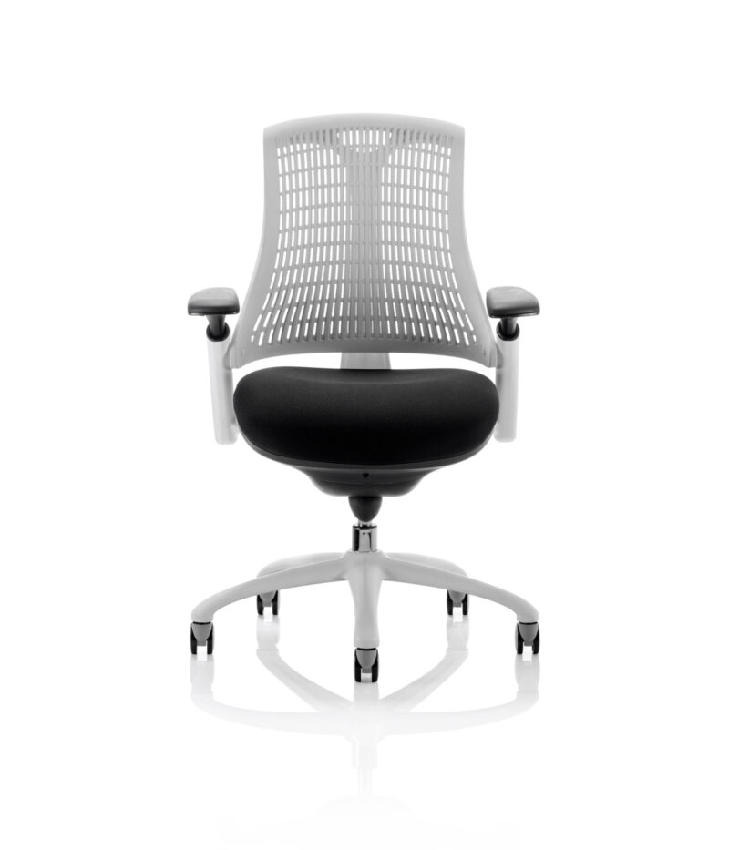 Shift Medium Back White Frame Task Operator Office Chair with Arms - Image 3