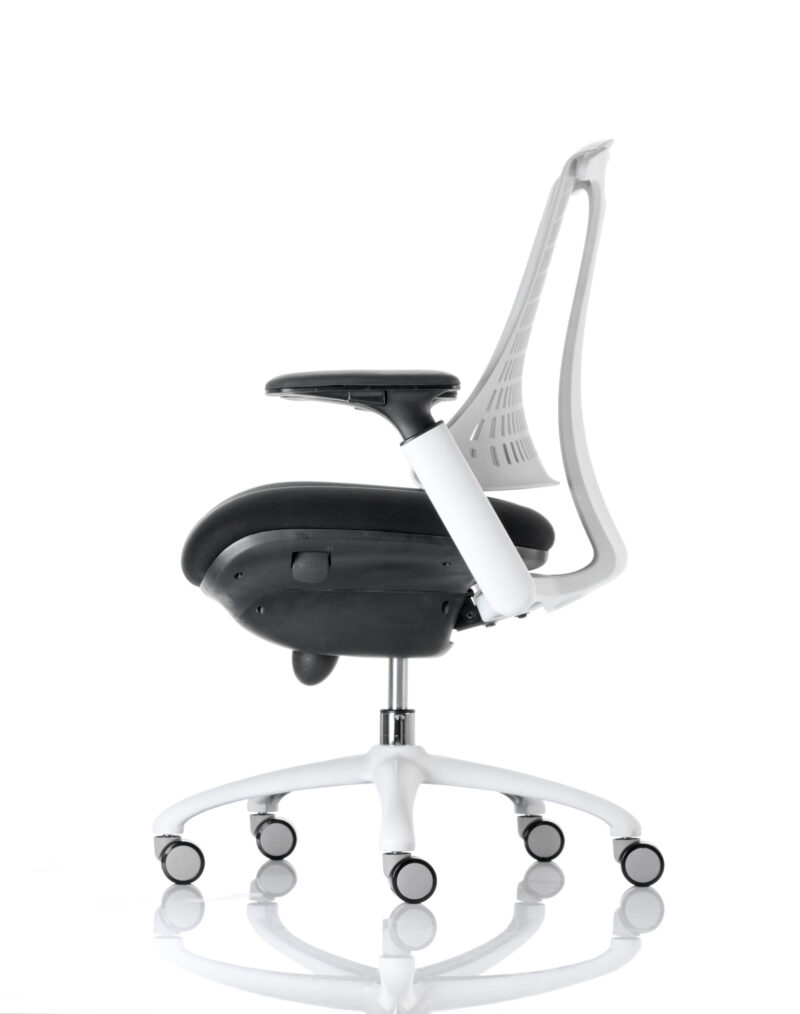 Shift Medium Back White Frame Task Operator Office Chair with Arms - Image 4
