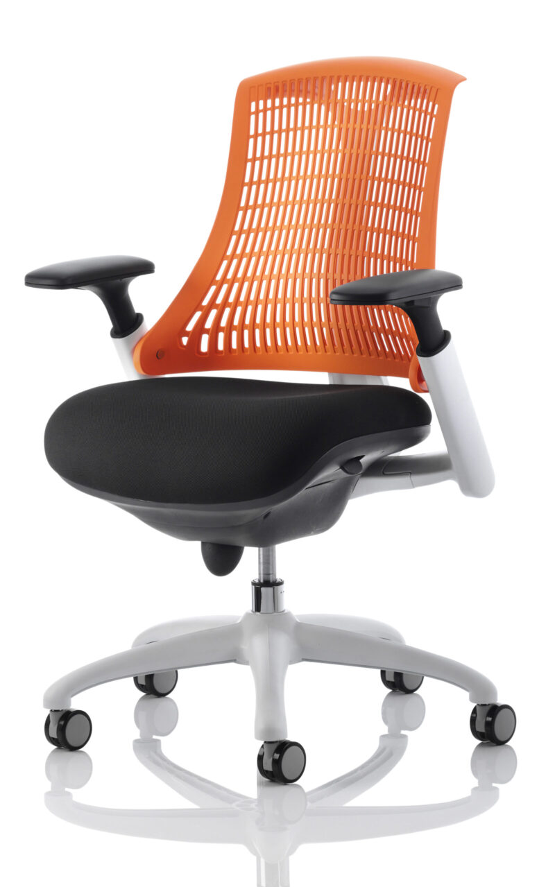 Shift Medium Back White Frame Task Operator Office Chair with Arms - Image 11