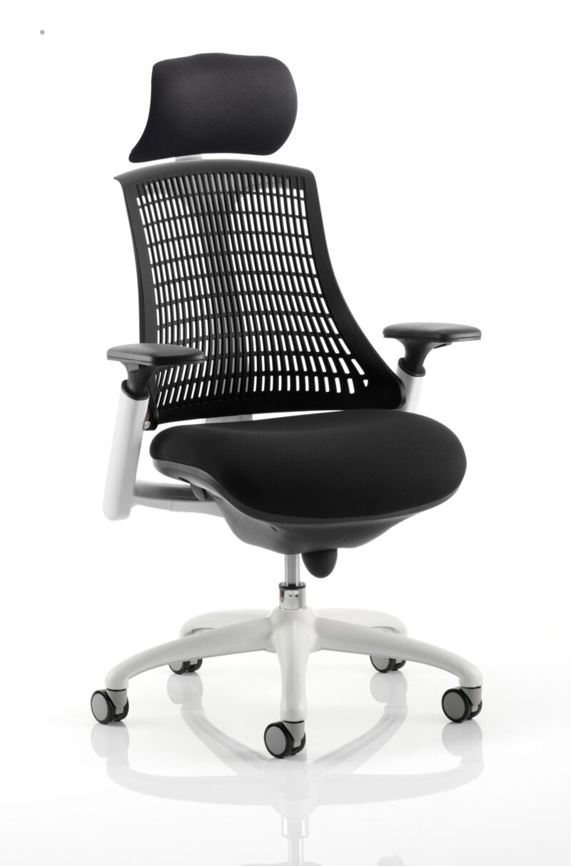 Shift Medium Back White Frame Task Operator Office Chair with Arms - Image 15