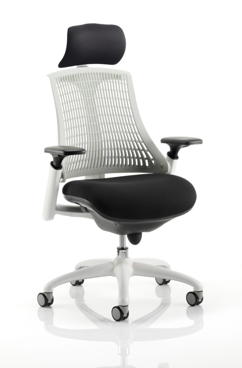 Shift Medium Back White Frame Task Operator Office Chair with Arms - Image 17
