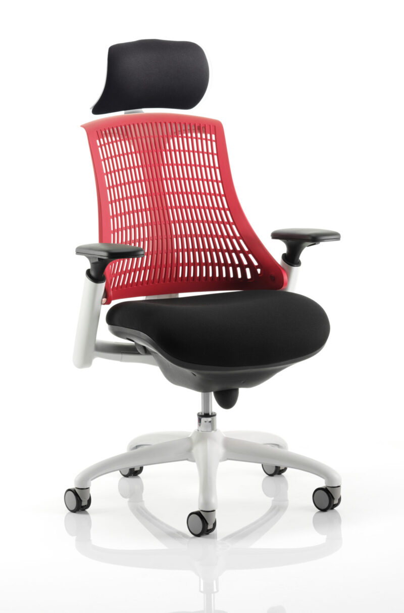 Shift Medium Back White Frame Task Operator Office Chair with Arms - Image 19