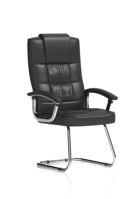 Brook Deluxe High Back Black Cantilever Visitor Chair with Arms