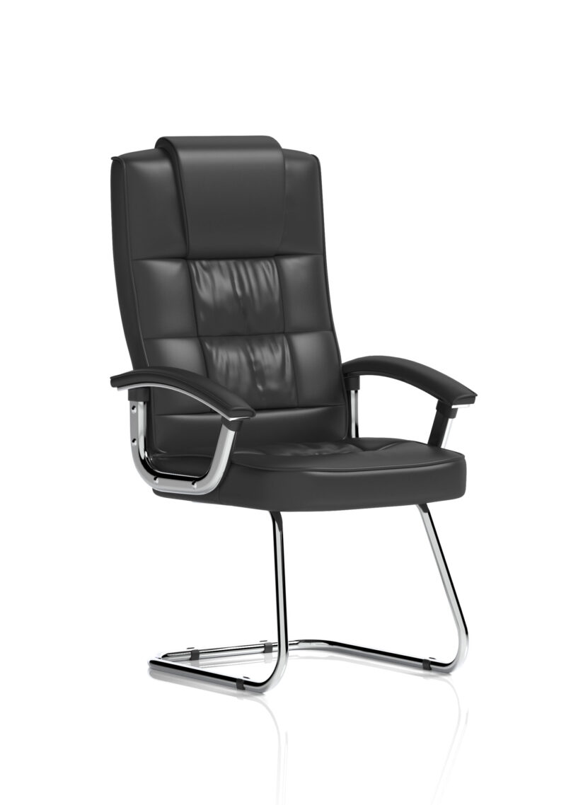 Brook Deluxe High Back Black Cantilever Visitor Chair with Arms
