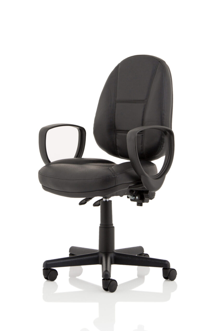 Hudson Medium Back Black Leather Task Operator Office Chair - Image 19