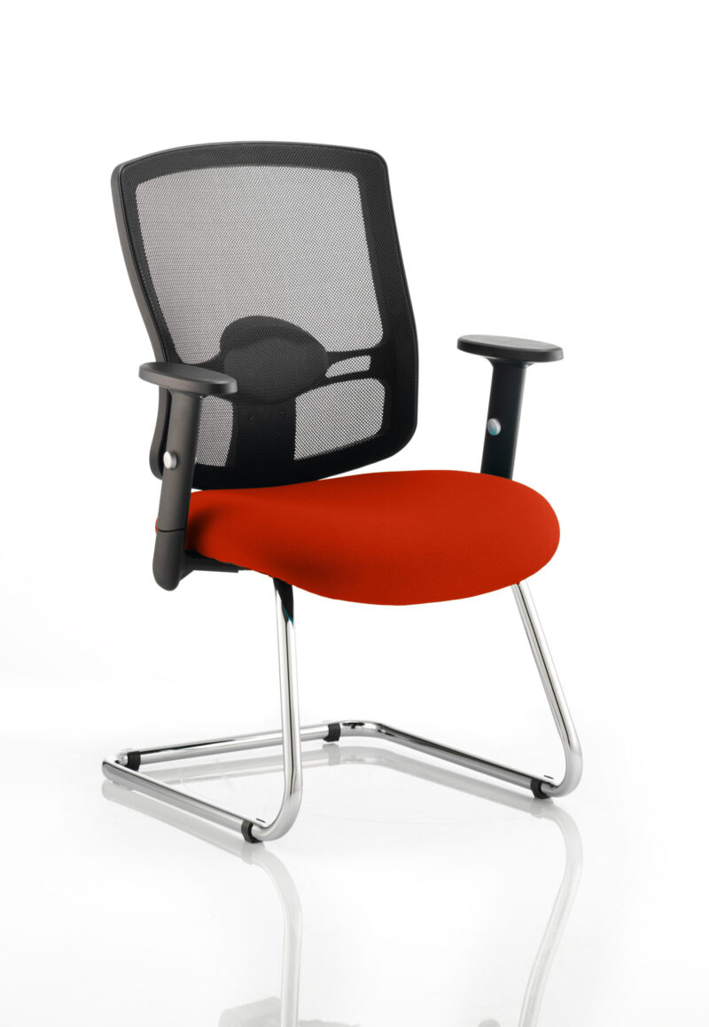 Salem Mesh Back Cantilever Visitor Chair with Arms - Image 12