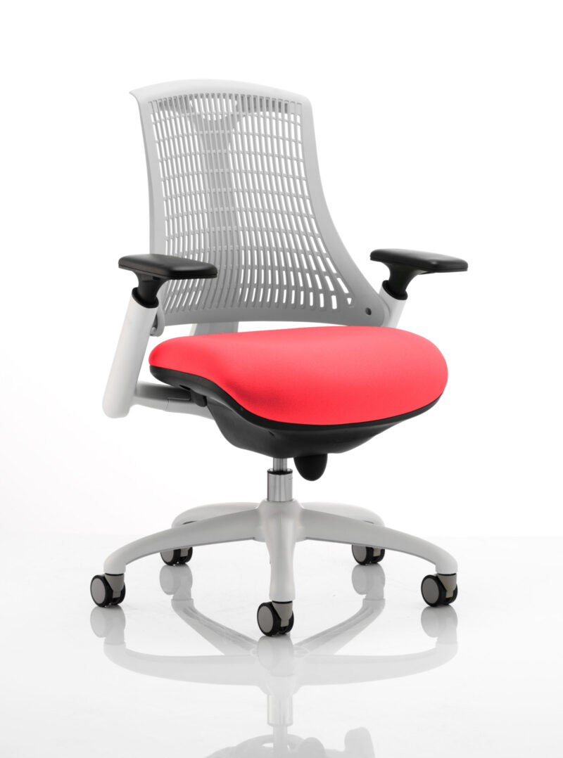 Shift Medium Back White Frame Task Operator Office Chair with Arms - Image 29