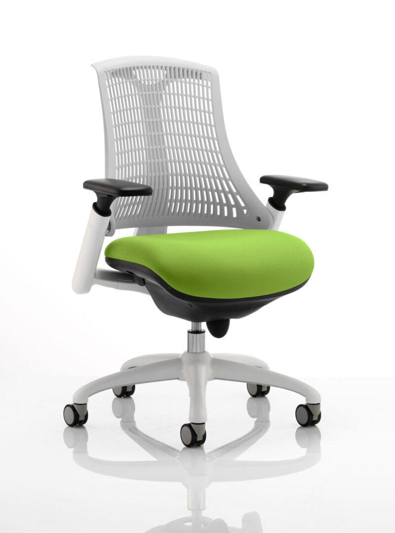 Shift Medium Back White Frame Task Operator Office Chair with Arms - Image 30