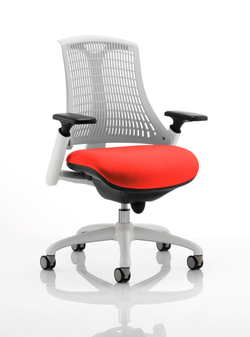 Shift Medium Back White Frame Task Operator Office Chair with Arms - Image 32