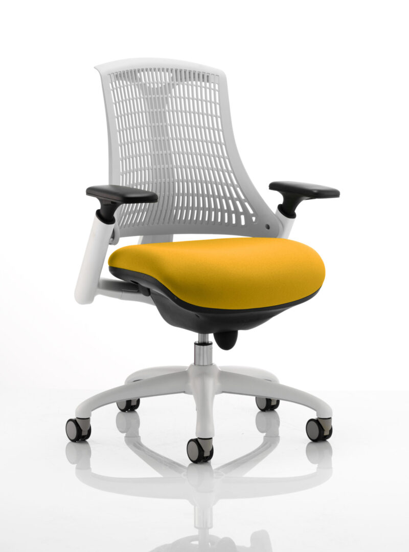 Shift Medium Back White Frame Task Operator Office Chair with Arms - Image 33